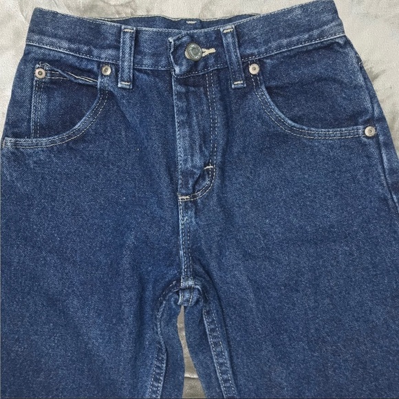 Wrangler Medium Dark Straight Leg Jeans Adjustable Waist Size 12 Slim - Picture 2 of 9